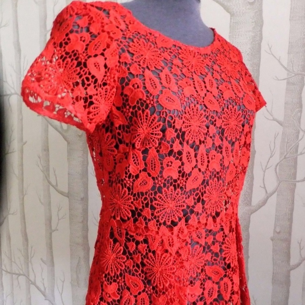 Zara red crochet peplum top
